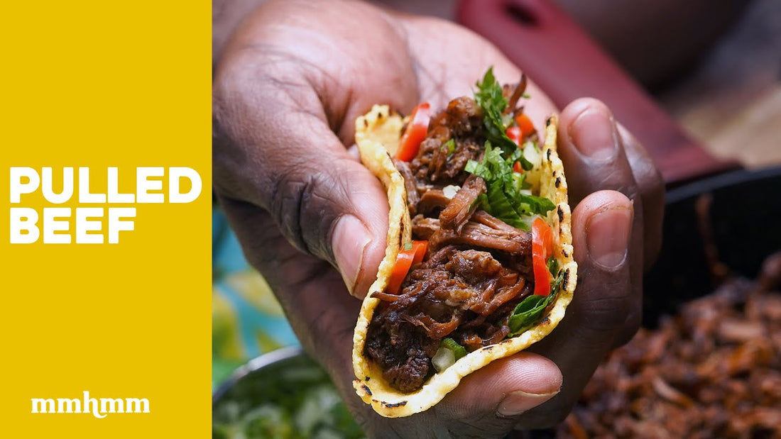 Chef Ethan Chlebowski cooking pulled beef